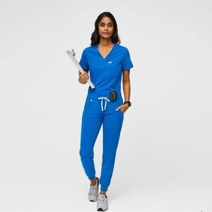 Figs Scrub Set Royal Blue Zamora Joggers Sz Lg Catrina Top Sz M NWT